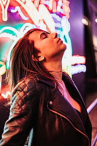 woman in black leather jacket thumbnail