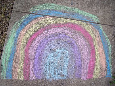 high angle photography of gray concrete floor with rainbow color thumbnail