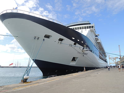 cruise ship on body of water near harbor thumbnail