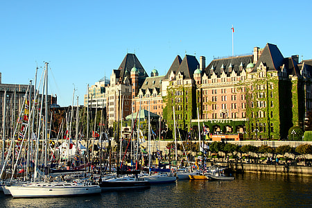 Inner Harbor with boats and buildings in Victoria, British Columbia, Canada thumbnail