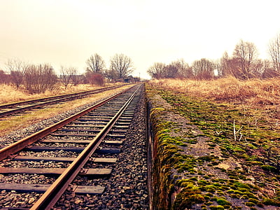 brown trail rail beside green grass field thumbnail