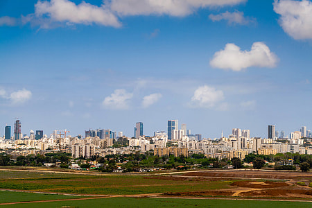 Skyline with towers and sky in Tel-Aviv, Israel thumbnail