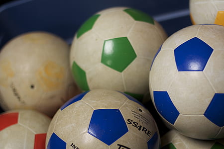 pile soccer balls photo thumbnail