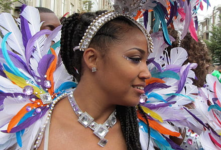 woman wearing assorted-color feathered costume thumbnail
