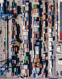 aerial photography of assorted-color container van lot during daytime thumbnail