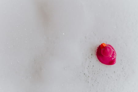 Pink rubber ducky in foam thumbnail