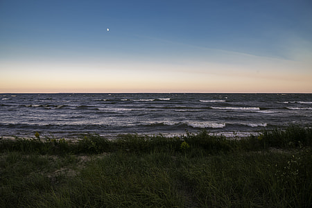Dusk and Horizon landscape upon Lake Michigan at J.W. Wells State Park thumbnail