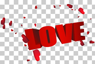 Love , Big Red 3D Love with Hearts, love text PNG clipart