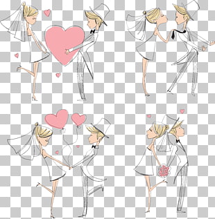 Wedding invitation Bridegroom, cartoon characters Wedding, illustration of man and woman collage PNG clipart