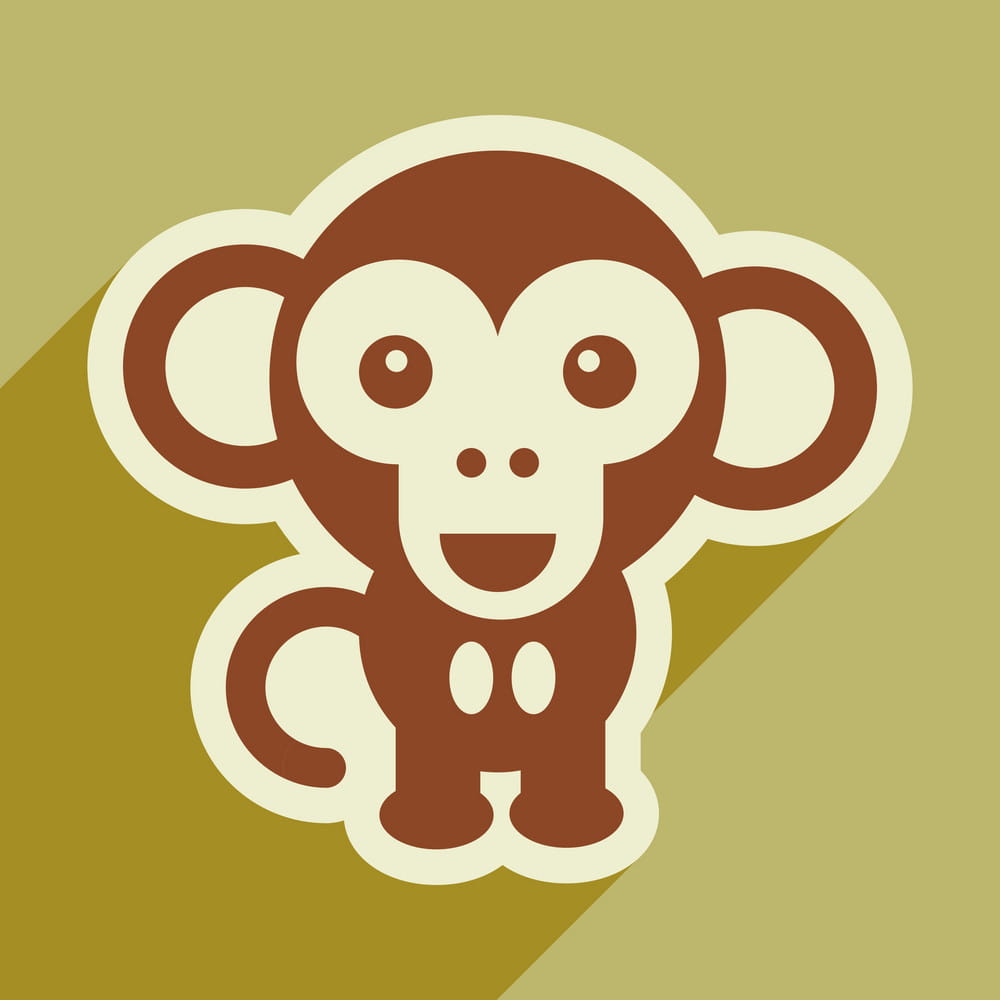 Flat Icon With Long Shadow Happy Monkey Vector Ai Eps File Free Graphics Uihere