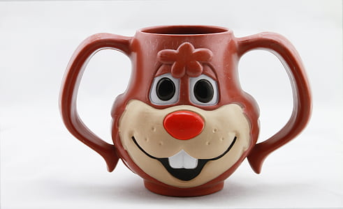 red and white ceramic dog vase thumbnail