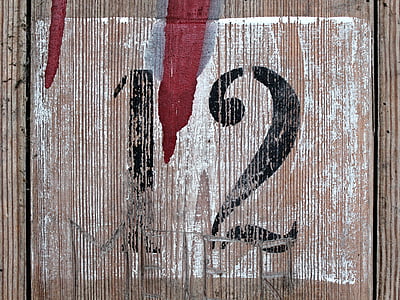twelve, number, wood, door, board, digit thumbnail