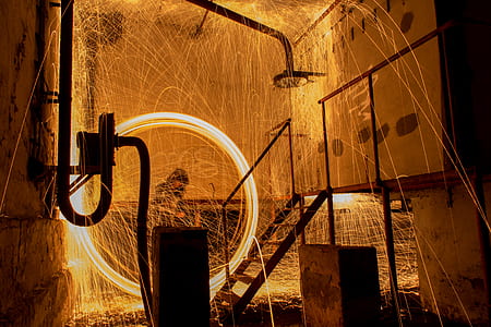 steel wool photo of spiral orange light thumbnail