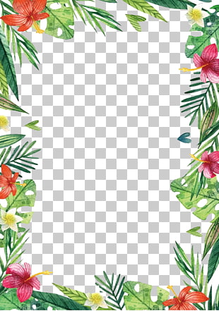 Hawaii Flower, Hawaii flowers and plants, green and pink floral border illustration PNG clipart