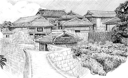 Japanese Castle Ink Drawing thumbnail
