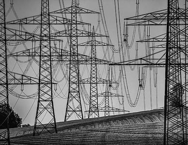 grayscaled photography of electric post thumbnail