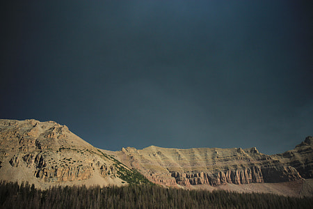 trees in front of brown mountain under blue skyt thumbnail