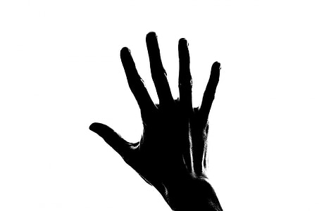 grayscale photography of right hand thumbnail
