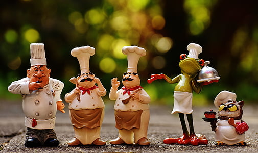 five chef figurines in tilt shift photography thumbnail
