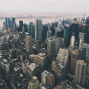 bird's eye photography of concrete buildings thumbnail