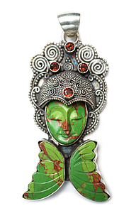 green and silver-colored Buddha pendant thumbnail