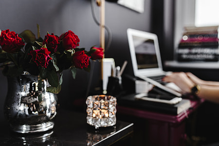 Pink desk in the home office thumbnail