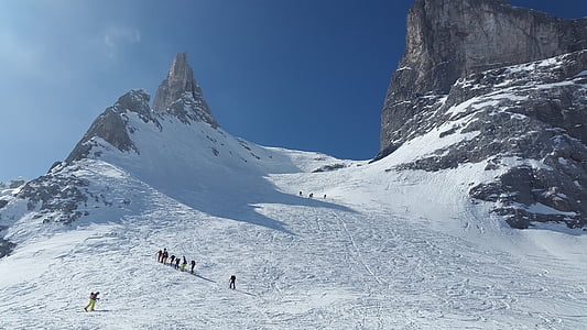 group of people hiking on snow mountain thumbnail