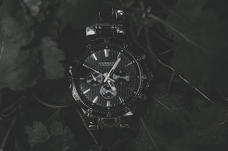 Round Black Current Chronograph Watch With Link Bracelet thumbnail