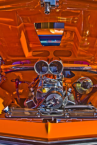 chrome-colored and gray vehicle engine on car thumbnail