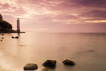 lighthouse, sunset, rügen, lighting, sea, nature thumbnail
