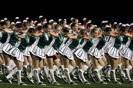 Girls Wearing Green and Gray Dress on Green Grass thumbnail