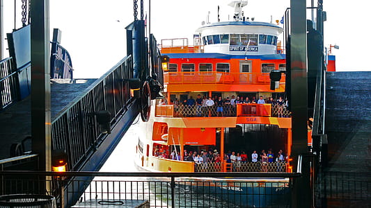 State Island ferry makes the 5 mile crossing between Lower Manhattan and St. George Terminal on Staten Island in about 25 minutes. The crossing provides one of the best views of Lower Manhattan, Statue of Liberty and Ellis Island ... and it s free. thumbnail