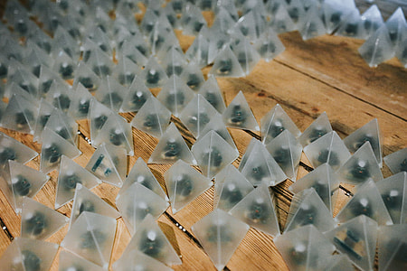 Little triangle lights on a wooden floor thumbnail