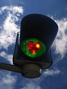 green traffic light with heart decor thumbnail