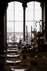 Fine antique table setting, dining room thumbnail