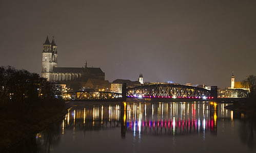 black bridge near buildings panoramic photo thumbnail