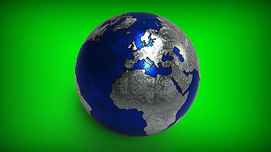 blue and silver earth with green background thumbnail