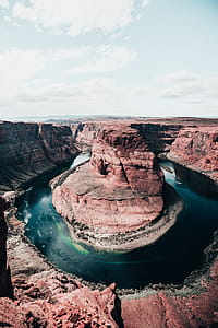 Portrait view of the Horseshoe bend of Colorado river on clear day thumbnail