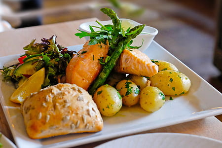 cooked vegetables and bread platter thumbnail