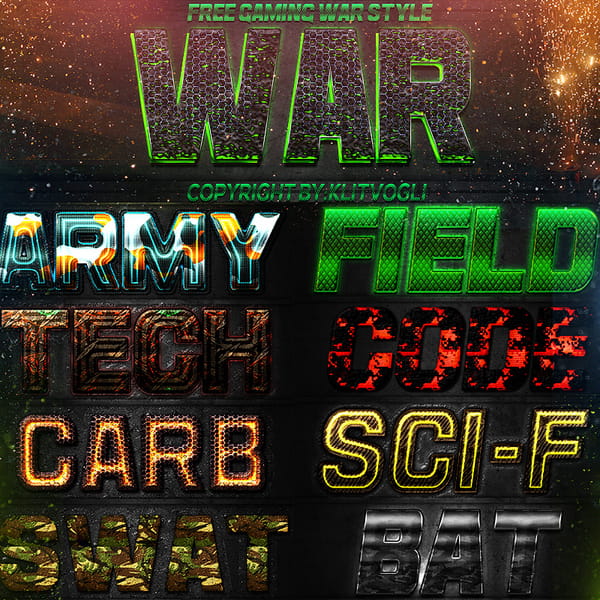 Free gaming war text style psd file