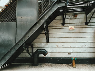 black metal fire exit stairs thumbnail