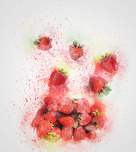 bundle of red strawberries painting thumbnail