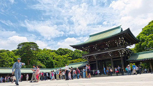 people outside brown and green pagoda during daytime thumbnail