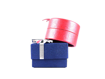 round pink case on square blue box thumbnail