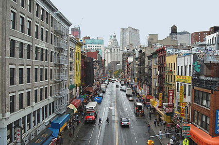 top view of city buildings near road thumbnail