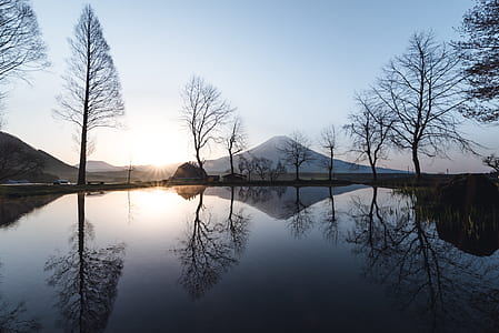 view of Mt. Fuji with body of water in front thumbnail