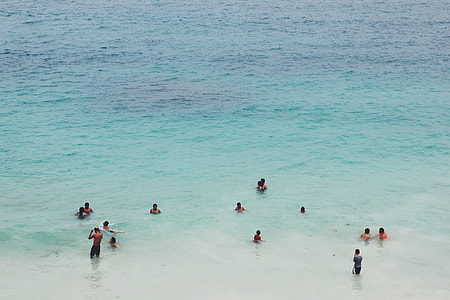 people swimming at beach during daytime thumbnail