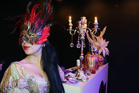 woman wearing red and black masquerade thumbnail