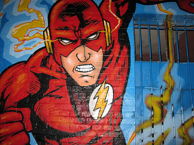 closeup photo of mural painting of The Flash thumbnail