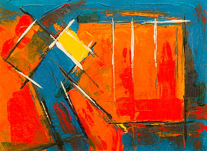 Orange, Yellow, And Blue Abstract Painting thumbnail